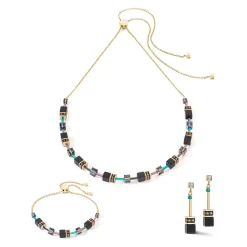 COEUR DE LION Echter Stein-Geocube® Iconic Nature Kettenarmband Schwarz Mehrfarbig