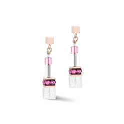 COEUR DE LION Geocube® Ohrringe-Geocube® Iconic Nature Ohrringe Rosa Weiß
