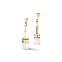 COEUR DE LION Geocube® Echtstein-Geocube® Iconic Nature Ohrringe Gold Weiß