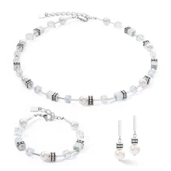 COEUR DE LION Geocube® Ohrringe-Geocube® Iconic Pearl Mix Ohrringe Silber-Weiß