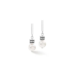COEUR DE LION Ohrstecker-Geocube® Iconic Pearl Mix Ohrringe Silber-Weiß