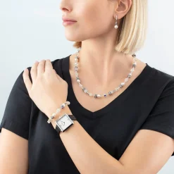 COEUR DE LION Ohrstecker-Geocube® Iconic Pearl Mix Ohrringe Silber-Weiß
