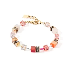 COEUR DE LION Geocube® Echtstein-Geocube® Iconic Precious Armband Rot-Beige
