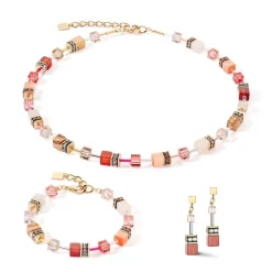 COEUR DE LION Geocube® Echtstein-Geocube® Iconic Precious Armband Rot-Beige