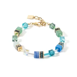 COEUR DE LION Echter Stein-Geocube® Iconic Precious Armband Grün-Türkis