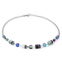 COEUR DE LION Geocube® Echtstein-Geocube® Iconic Precious Chain Halskette Silber-Mehrfarbig
