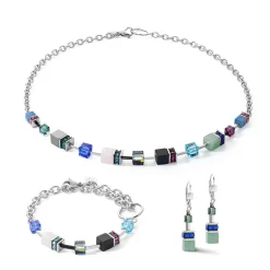 COEUR DE LION Geocube® Echtstein-Geocube® Iconic Precious Chain Halskette Silber-Mehrfarbig