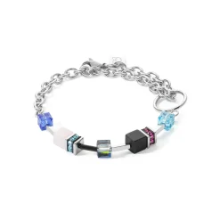 COEUR DE LION Geocube® Echtstein-Geocube® Iconic Precious Chain Armband Silber-Mehrfarbig