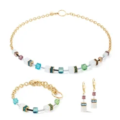 COEUR DE LION Geocube® Echtstein-Geocube® Iconic Precious Chain Halskette Gold-Mehrfarbig