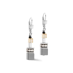 COEUR DE LION Geocube® Tone&In&Tone-Geocube® Iconic Precious Chain Ohrringe Grau-Beige