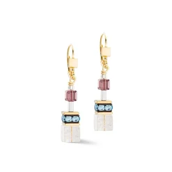 COEUR DE LION Echter Stein-Geocube® Iconic Precious Chain Ohrringe Gold-Mehrfarbig