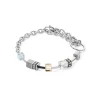 COEUR DE LION Echter Stein-Geocube® Iconic Precious Chain Armband Grau-Beige