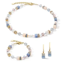 COEUR DE LION Geocube® Echtstein-Geocube® Iconic Precious Halskette Hellblau