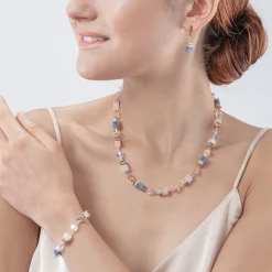 COEUR DE LION Geocube® Echtstein-Geocube® Iconic Precious Halskette Hellblau