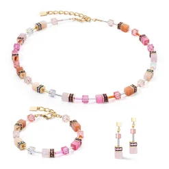 COEUR DE LION Edelsteinketten-Geocube® Iconic Precious Halskette Rose-Orange