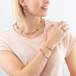 COEUR DE LION Edelsteinketten-Geocube® Iconic Precious Halskette Rose-Orange