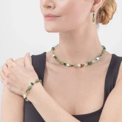 COEUR DE LION Echter Stein-Geocube® Iconic Precious Halskette Grün