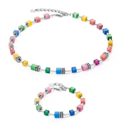 COEUR DE LION Geocube® Echtstein-Geocube® Iconic Pure Halskette Regenbogen
