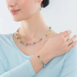 COEUR DE LION Geocube® Mehrfarbig-Geocube® Ikonische sanfte mehrfarbige Halskette