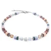 COEUR DE LION Edelsteinketten-Geocube® Kostbare Statement-Halskette Silber-Pastell