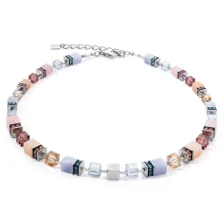 COEUR DE LION Geocube® Mehrfarbig-Geocube® Kostbare Statement-Halskette Silber-Pastell