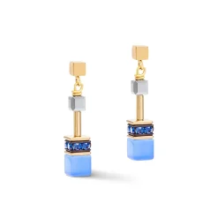 COEUR DE LION Ohrhänger-Geocube® Ohrringe Blau-Gold