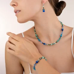 COEUR DE LION Ohrhänger-Geocube® Ohrringe Blau-Grün