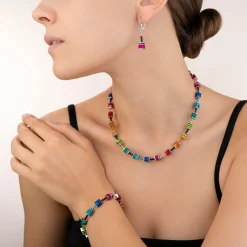COEUR DE LION Ohrstecker-Geocube® Ohrringe Classic Polaris & Strass Mehrfarbig