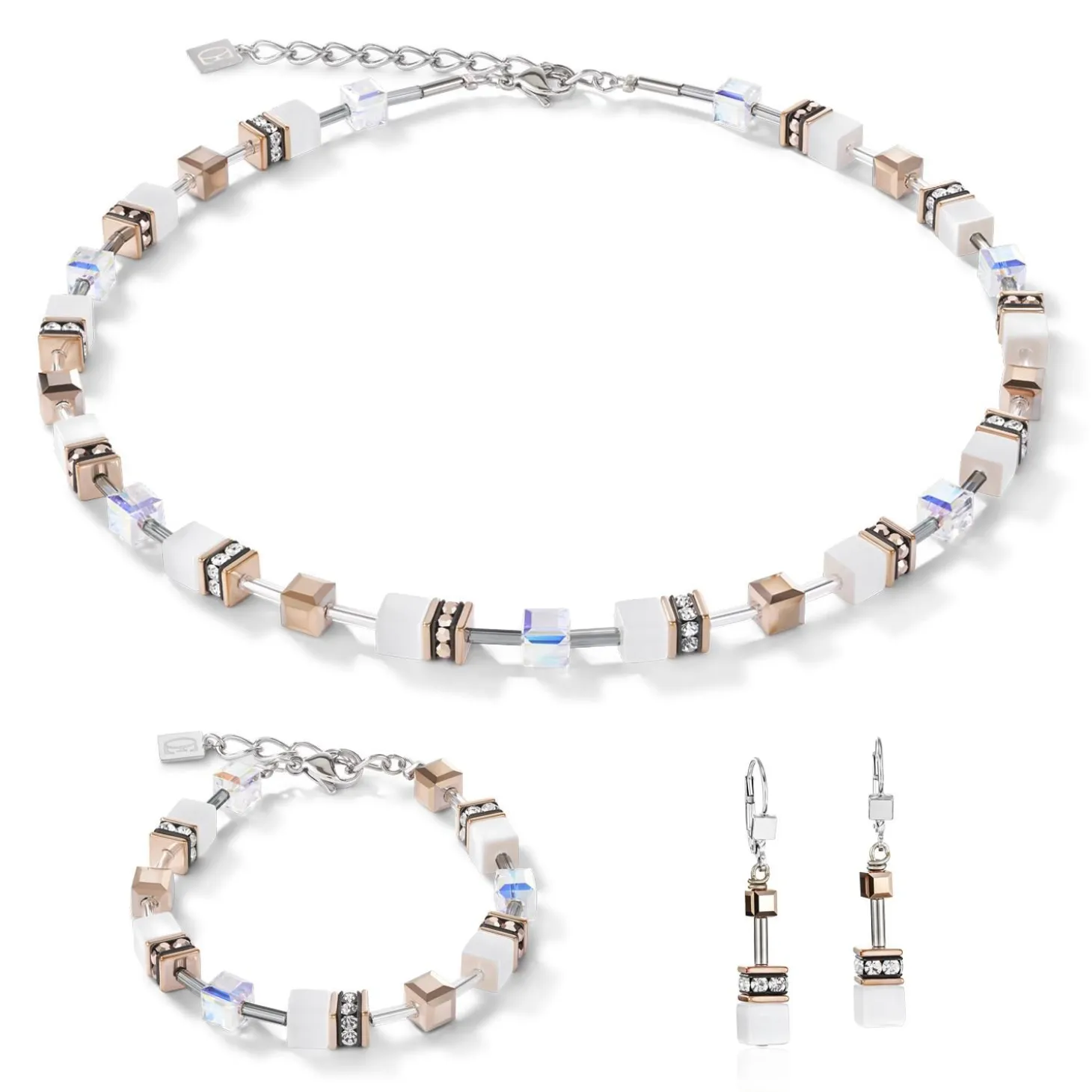 COEUR DE LION Geocube® Tone&In&Tone-Geocube® Ohrringe Weiß