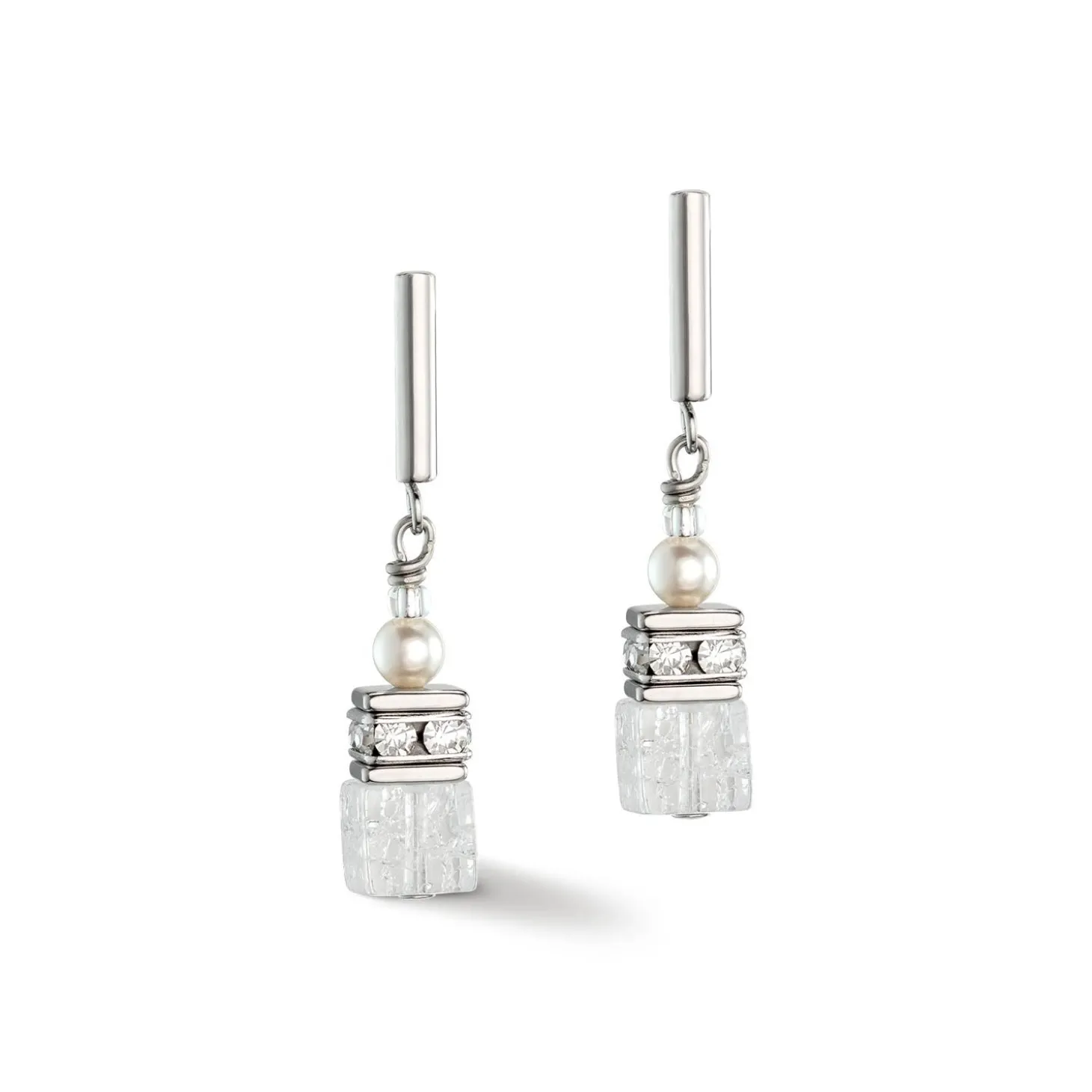 COEUR DE LION Edelsteinohrringe-Geocube® Precious Fusion Pearls Ohrringe Weiß