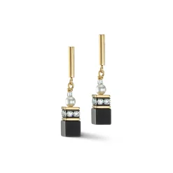 COEUR DE LION Geocube® Echtstein-Geocube® Precious Fusion Pearls Ohrringe Schwarz-Gold