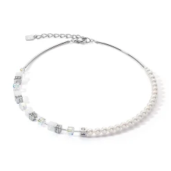 COEUR DE LION Kristallhalsketten-Geocube® Precious Fusion Pearls Halskette Weiß