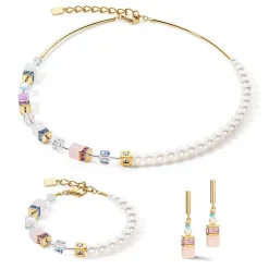COEUR DE LION Perlenketten-Geocube® Precious Fusion Pearls Halskette Mehrfarbig Pastell