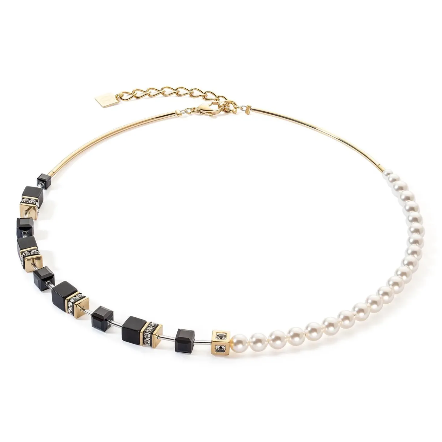 COEUR DE LION Geocube® Halsketten-Geocube® Precious Fusion Pearls Halskette Schwarz-Gold