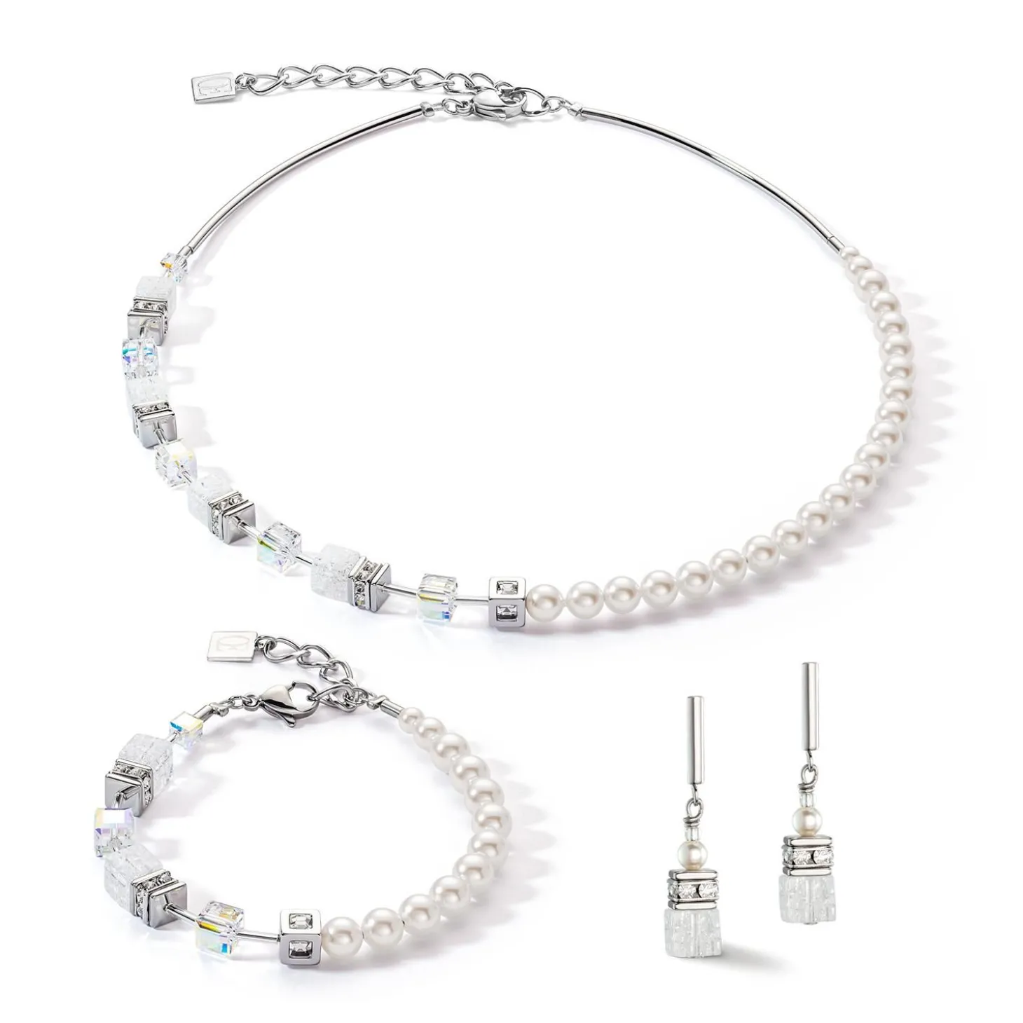COEUR DE LION Geocube® Halsketten-Geocube® Precious Fusion Pearls Halskette Weiß