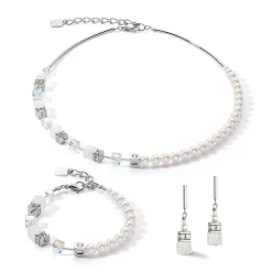 COEUR DE LION Hochzeit-Geocube® Precious Fusion Pearls Armband Weiß