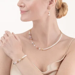 COEUR DE LION Geocube® Echtstein-Geocube® Precious Fusion Pearls Halskette Mehrfarbig Pastell
