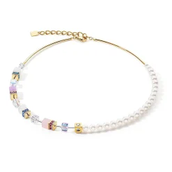 COEUR DE LION Geocube® Echtstein-Geocube® Precious Fusion Pearls Halskette Mehrfarbig Pastell
