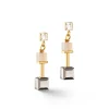 COEUR DE LION Echter Stein-Geocube® Precious Schiebeverschluss-Ohrringe Goldgrau