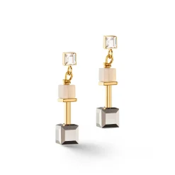 COEUR DE LION Geocube® Echtstein-Geocube® Precious Schiebeverschluss-Ohrringe Goldgrau