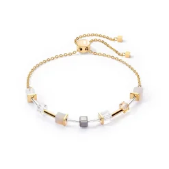 COEUR DE LION Geocube® Echtstein-Geocube® Precious Slider-Verschluss-Armband Goldgrau