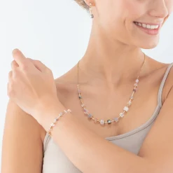 COEUR DE LION Geocube® Echtstein-Geocube® Precious Slider-Verschluss-Armband Goldgrau