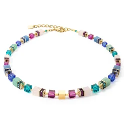 COEUR DE LION Geocube® Echtstein-Geocube® Precious Statement Halskette Gold-Mehrfarbig