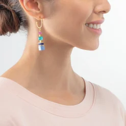 COEUR DE LION Geocube® Echtstein-Geocube® Precious Statement Ohrringe Gold-Mehrfarbig