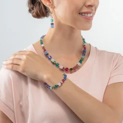 COEUR DE LION Echter Stein-Geocube® Precious Statement Halskette Gold-Mehrfarbig