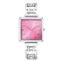 COEUR DE LION Uhren-Geschenkset: Uhr Iconic Cube Viva Magenta Silber & Geocube® Iconic Armband Viva Magenta
