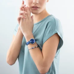 COEUR DE LION Uhren-Geschenkset: Uhr Round Sparkling Sunray Royal Blue & Geocube® Iconic Lite Armband Blau