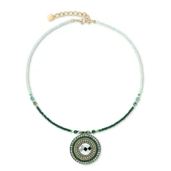 COEUR DE LION Halsketten mit Anhänger-Halskette Amulett Glamouröses Grüngold