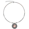 COEUR DE LION Echter Stein-Halskette Amulett Kleine Kristalle & Gestreifter Onyx Grau-Kristall
