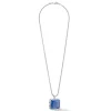 COEUR DE LION Edelsteinketten-Halskette Amulett Spikes Quadratischer Aventurin Silber-Blau
